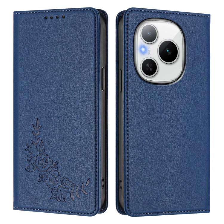 For Honor Power Peony Embossed Magnetic RFID Vegan Leather Phone Case