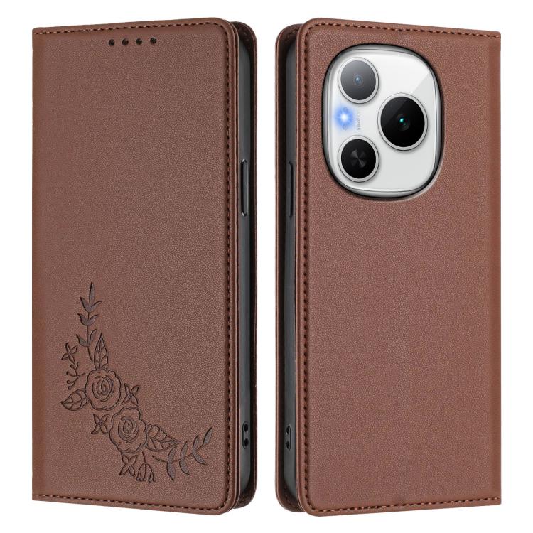 For Honor Power Peony Embossed Magnetic RFID Vegan Leather Phone Case