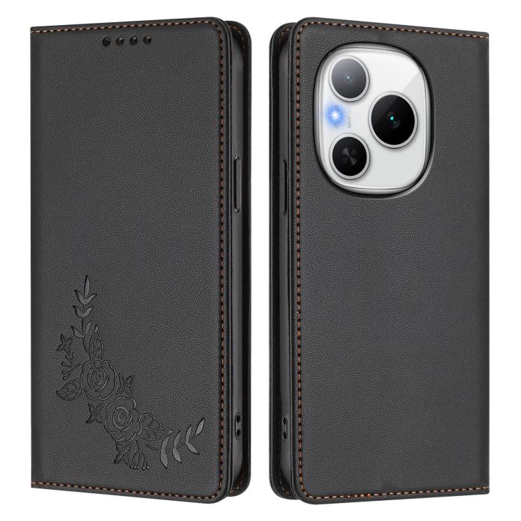For Honor Power Peony Embossed Magnetic RFID Vegan Leather Phone Case