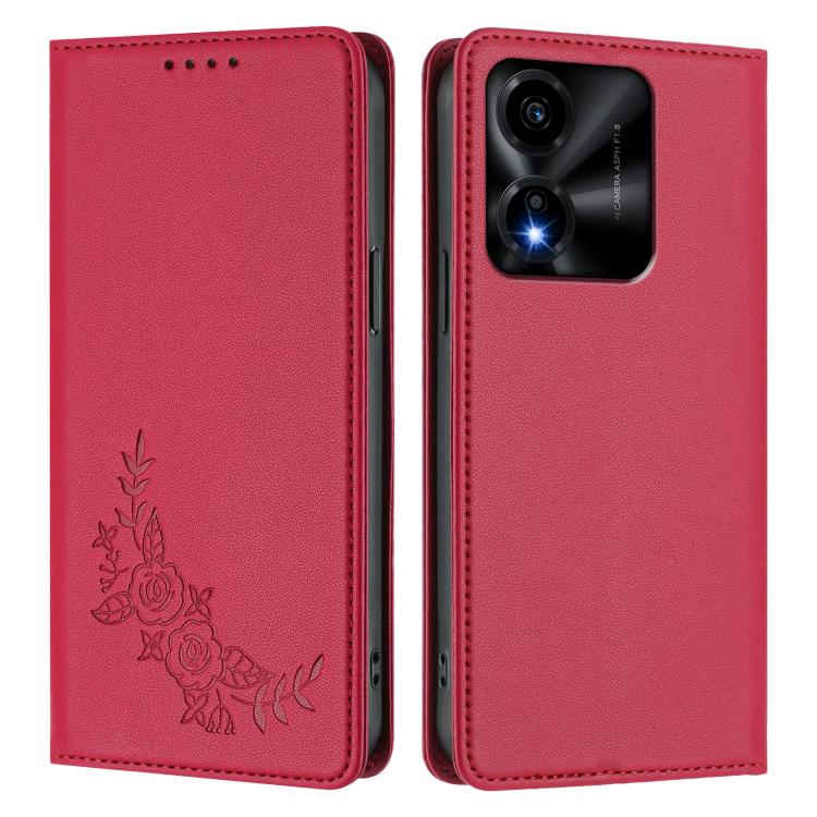 For Honor X5c 4G / X5c Plus / Play10A 4G Peony Embossed Magnetic RFID Vegan Leather Phone Case