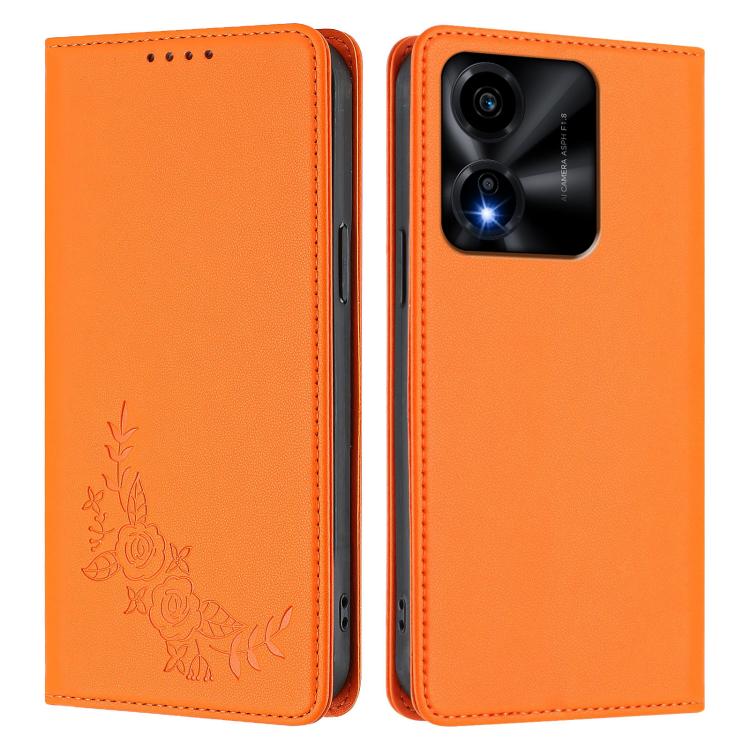 For Honor X5c 4G / X5c Plus / Play10A 4G Peony Embossed Magnetic RFID Vegan Leather Phone Case