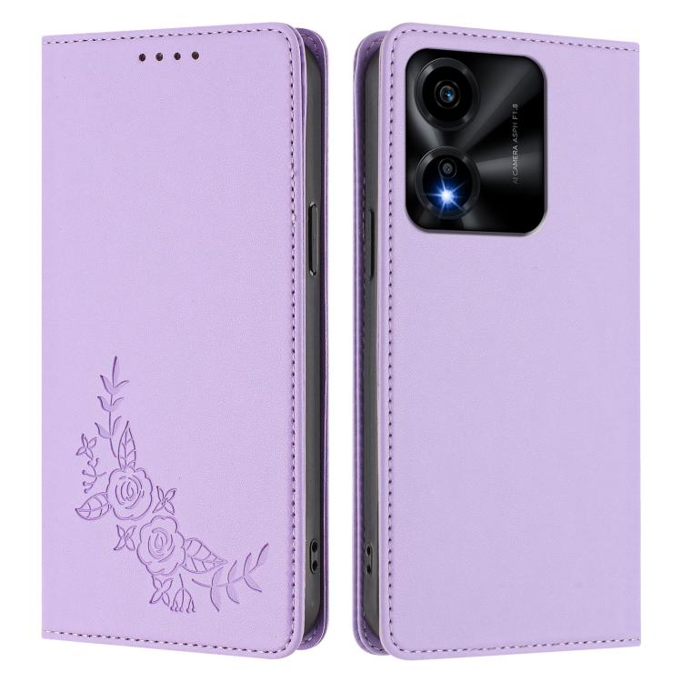 For Honor X5c 4G / X5c Plus / Play10A 4G Peony Embossed Magnetic RFID Vegan Leather Phone Case