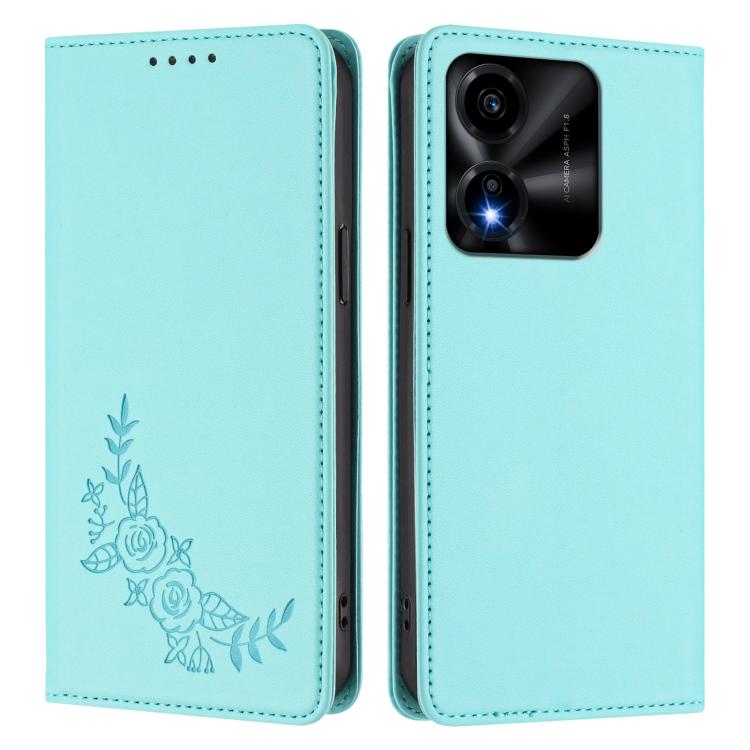 For Honor X5c 4G / X5c Plus / Play10A 4G Peony Embossed Magnetic RFID Vegan Leather Phone Case