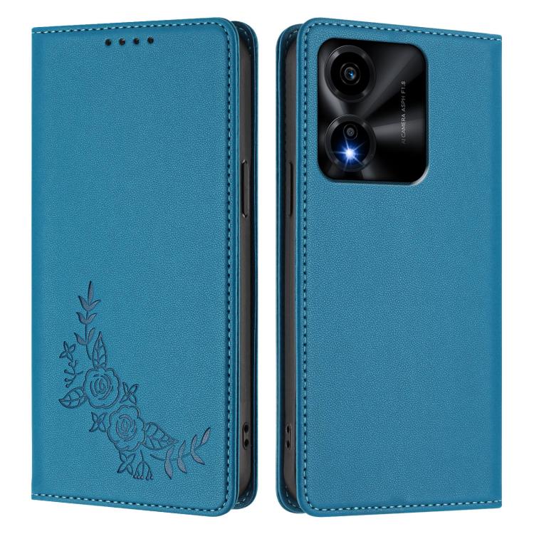 For Honor X5c 4G / X5c Plus / Play10A 4G Peony Embossed Magnetic RFID Vegan Leather Phone Case