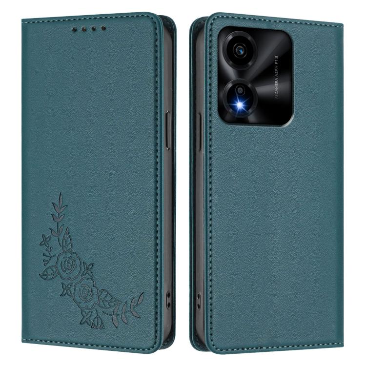 For Honor X5c 4G / X5c Plus / Play10A 4G Peony Embossed Magnetic RFID Vegan Leather Phone Case