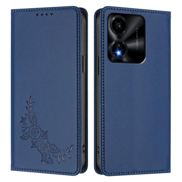 For Honor X5c 4G / X5c Plus / Play10A 4G Peony Embossed Magnetic RFID Vegan Leather Phone Case