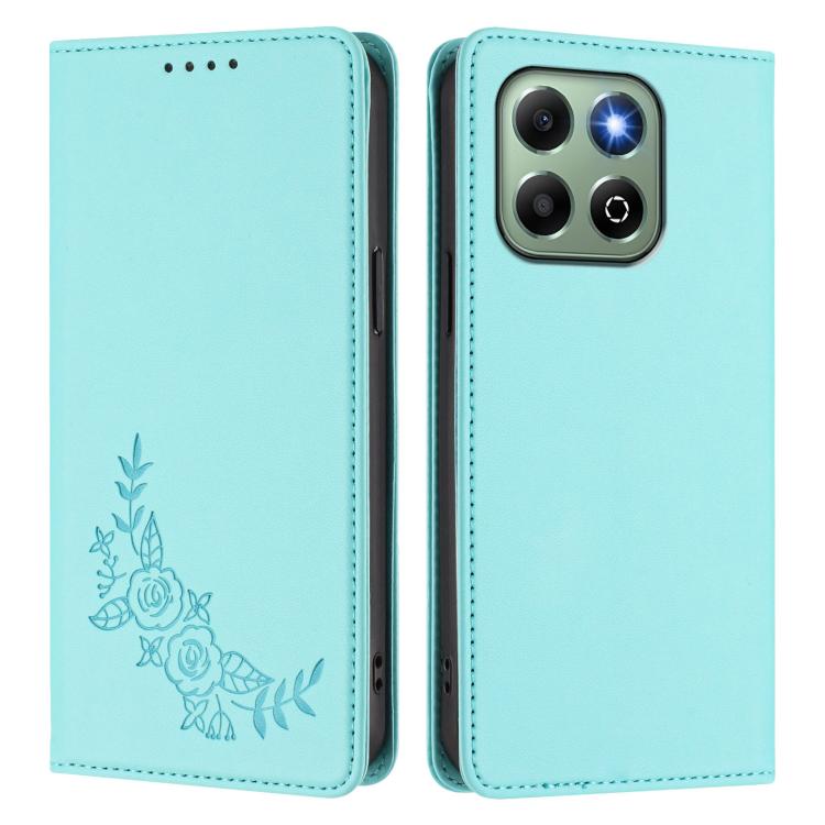 For Honor X6a / Honor X6b 4G Peony Embossed Magnetic RFID Vegan Leather Phone Case