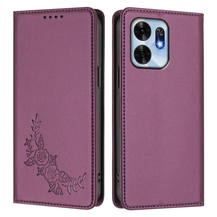 For Honor X6d 5G / Play 60A 5G Peony Embossed Magnetic RFID Vegan Leather Phone Case