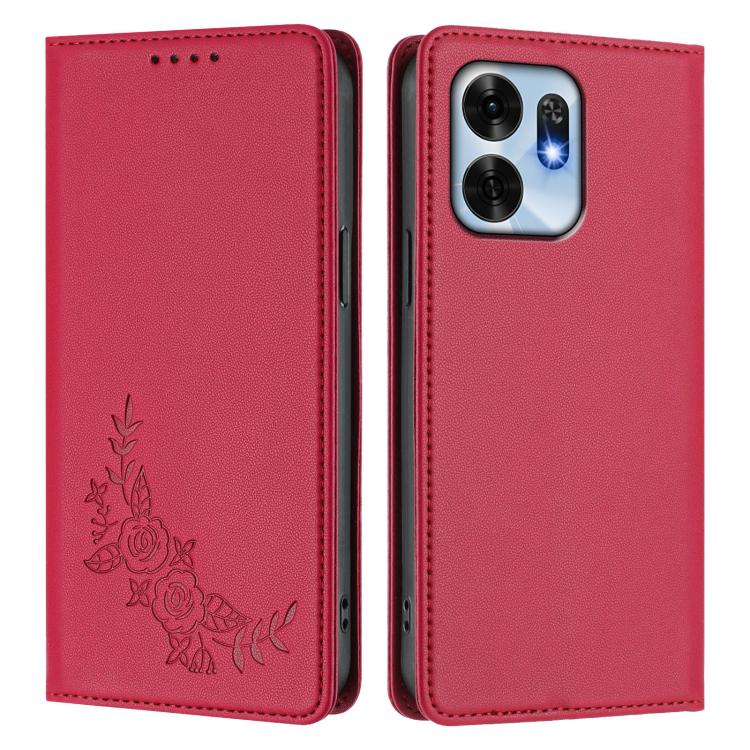 For Honor X6d 5G / Play 60A 5G Peony Embossed Magnetic RFID Vegan Leather Phone Case