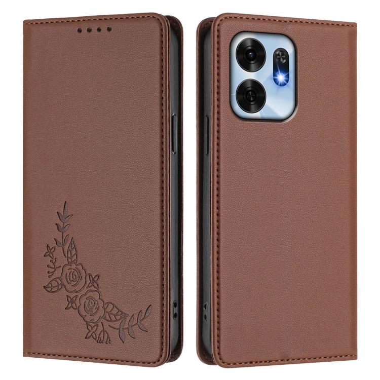 For Honor X6d 5G / Play 60A 5G Peony Embossed Magnetic RFID Vegan Leather Phone Case