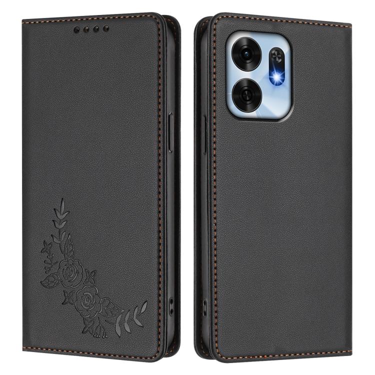 For Honor X6d 5G / Play 60A 5G Peony Embossed Magnetic RFID Vegan Leather Phone Case