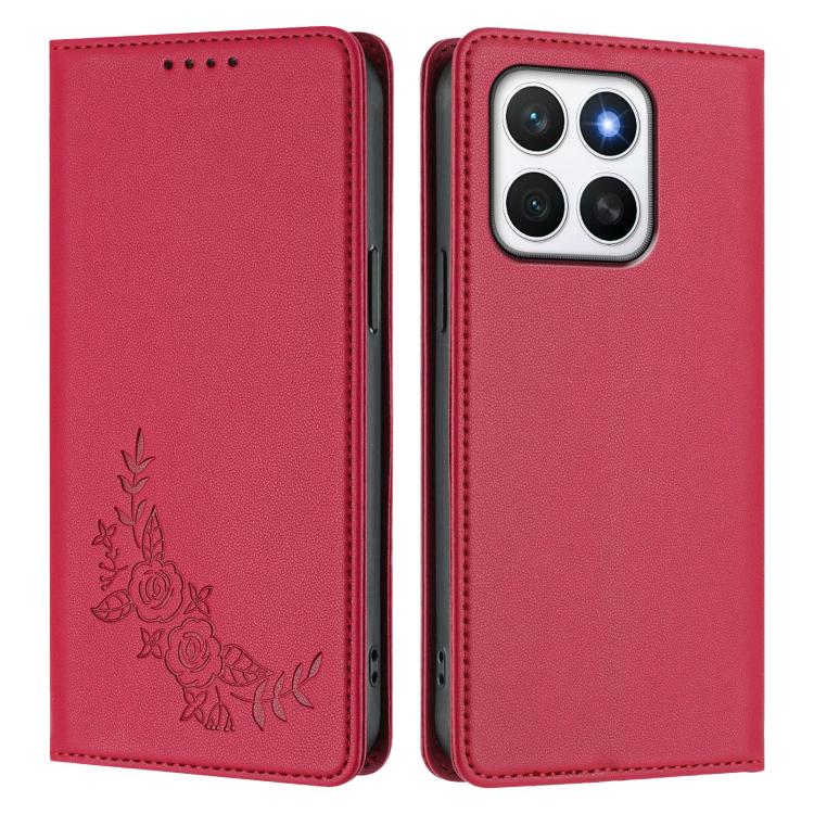 For Honor X8c 4G Peony Embossed Magnetic RFID Vegan Leather Phone Case