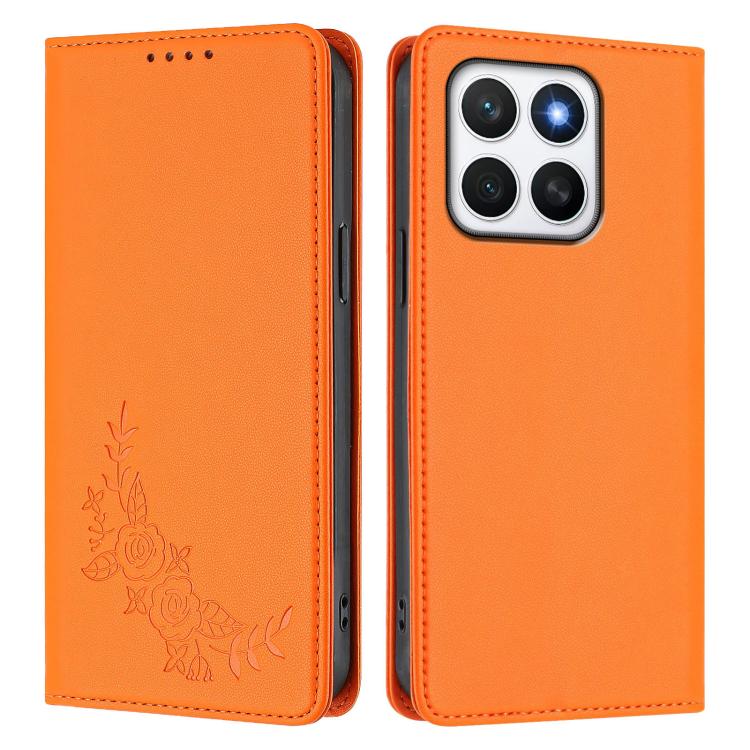 For Honor X8c 4G Peony Embossed Magnetic RFID Vegan Leather Phone Case