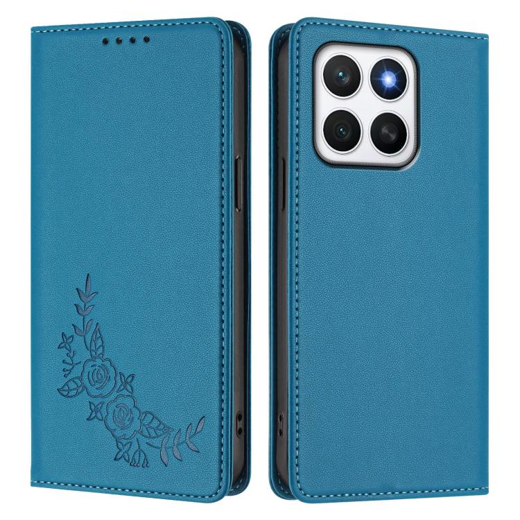 For Honor X8c 4G Peony Embossed Magnetic RFID Vegan Leather Phone Case