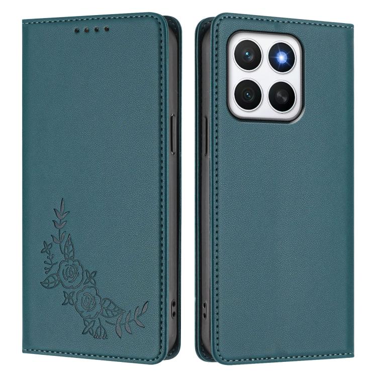 For Honor X8c 4G Peony Embossed Magnetic RFID Vegan Leather Phone Case