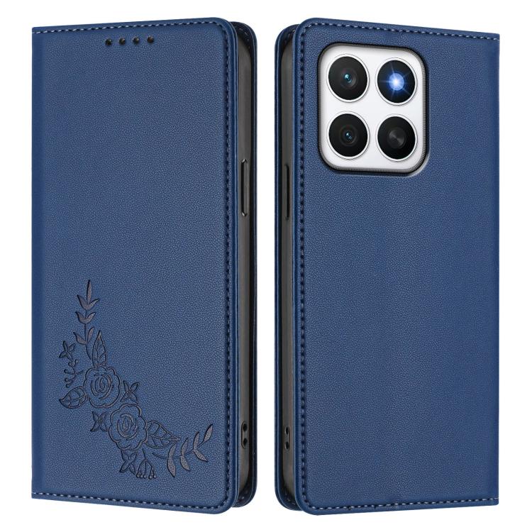 For Honor X8c 4G Peony Embossed Magnetic RFID Vegan Leather Phone Case