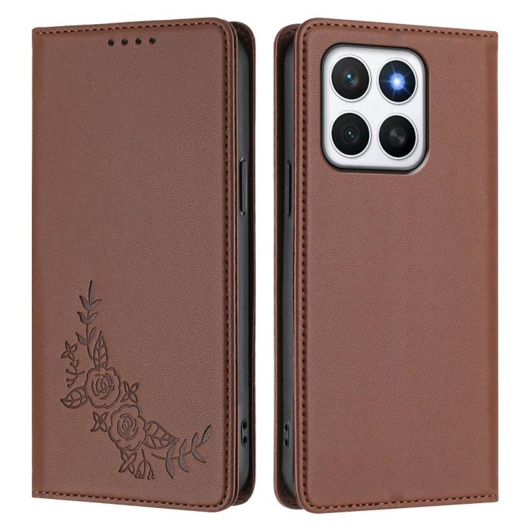 For Honor X8c 4G Peony Embossed Magnetic RFID Vegan Leather Phone Case