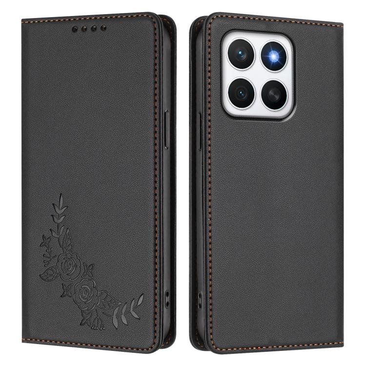 For Honor X8c 4G Peony Embossed Magnetic RFID Vegan Leather Phone Case