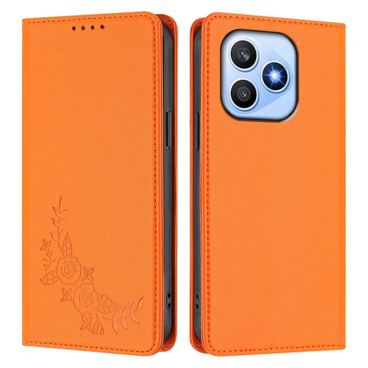 For Honor X8d 4G Peony Embossed Magnetic RFID Vegan Leather Phone Case