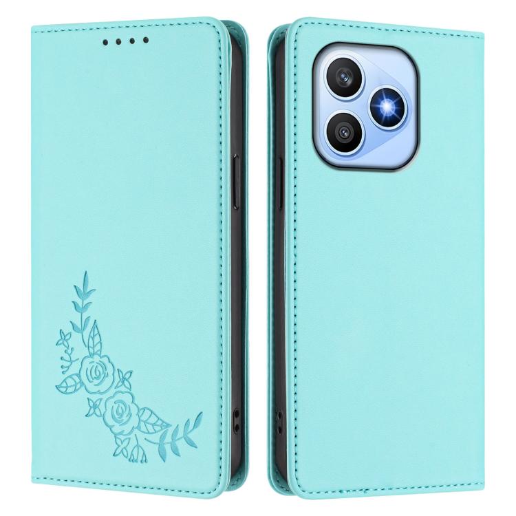 For Honor X8d 4G Peony Embossed Magnetic RFID Vegan Leather Phone Case