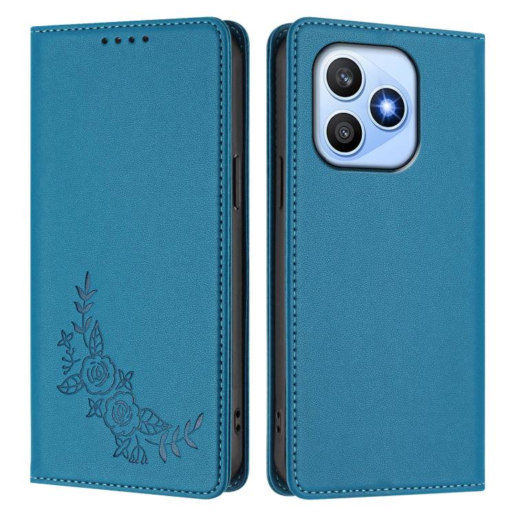 For Honor X8d 4G Peony Embossed Magnetic RFID Vegan Leather Phone Case