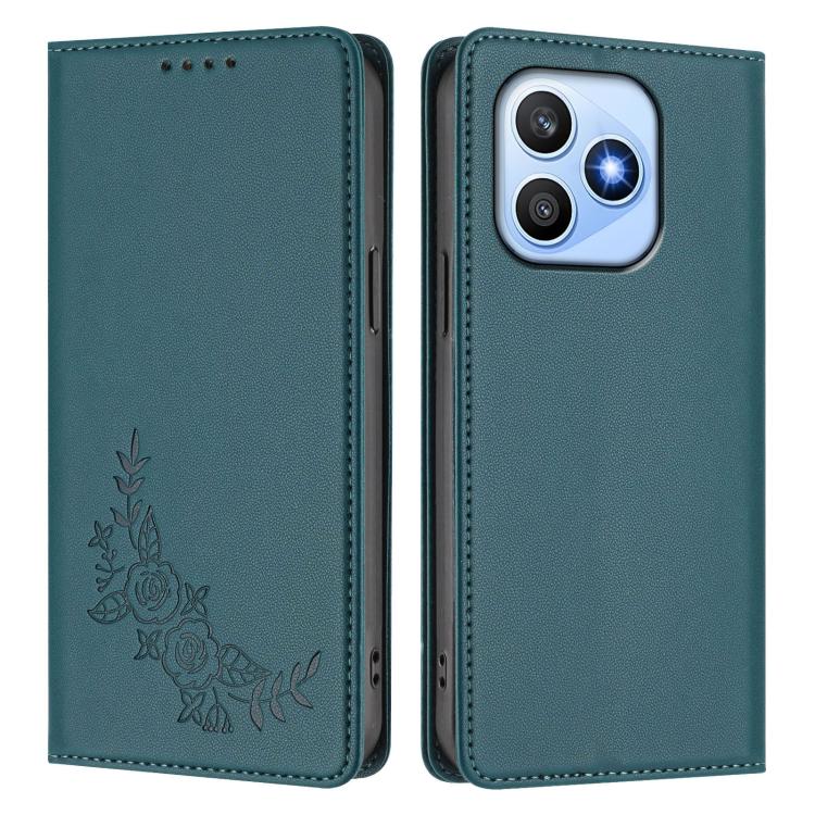 For Honor X8d 4G Peony Embossed Magnetic RFID Vegan Leather Phone Case