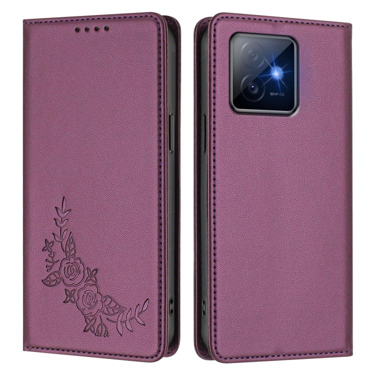 For Honor X60 GT Peony Embossed Magnetic RFID Vegan Leather Phone Case