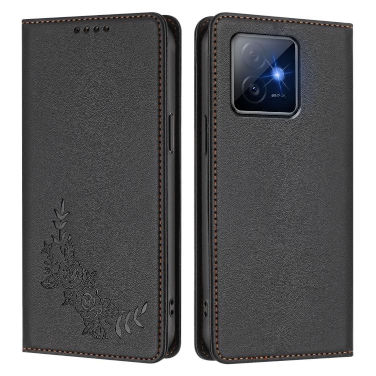 For Honor X60 GT Peony Embossed Magnetic RFID Vegan Leather Phone Case