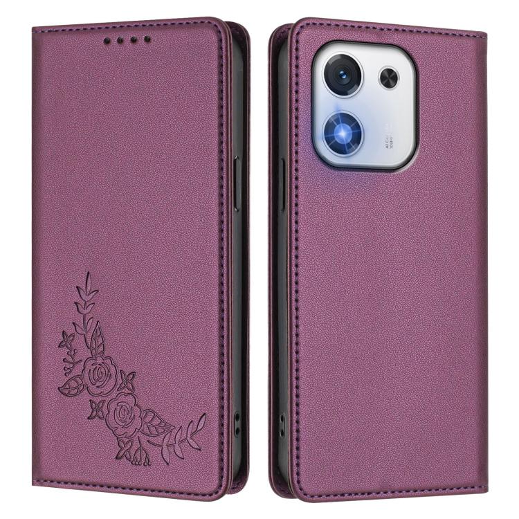 For Honor X70i Peony Embossed Magnetic RFID Vegan Leather Phone Case