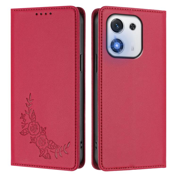 For Honor X70i Peony Embossed Magnetic RFID Vegan Leather Phone Case