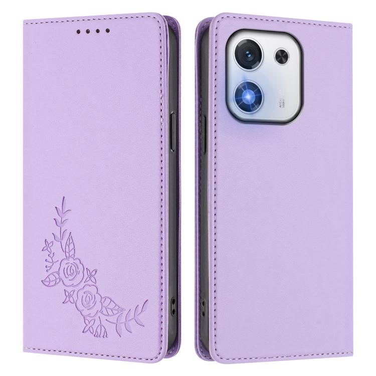 For Honor X70i Peony Embossed Magnetic RFID Vegan Leather Phone Case