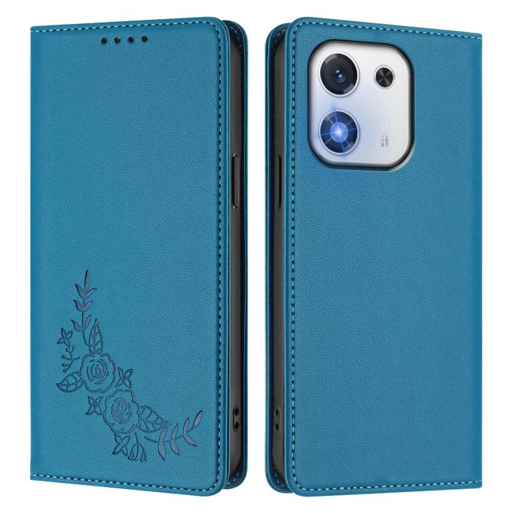 For Honor X70i Peony Embossed Magnetic RFID Vegan Leather Phone Case