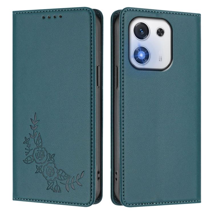 For Honor X70i Peony Embossed Magnetic RFID Vegan Leather Phone Case