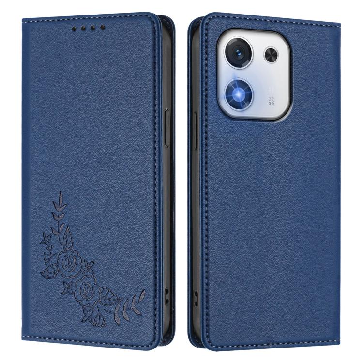 For Honor X70i Peony Embossed Magnetic RFID Vegan Leather Phone Case