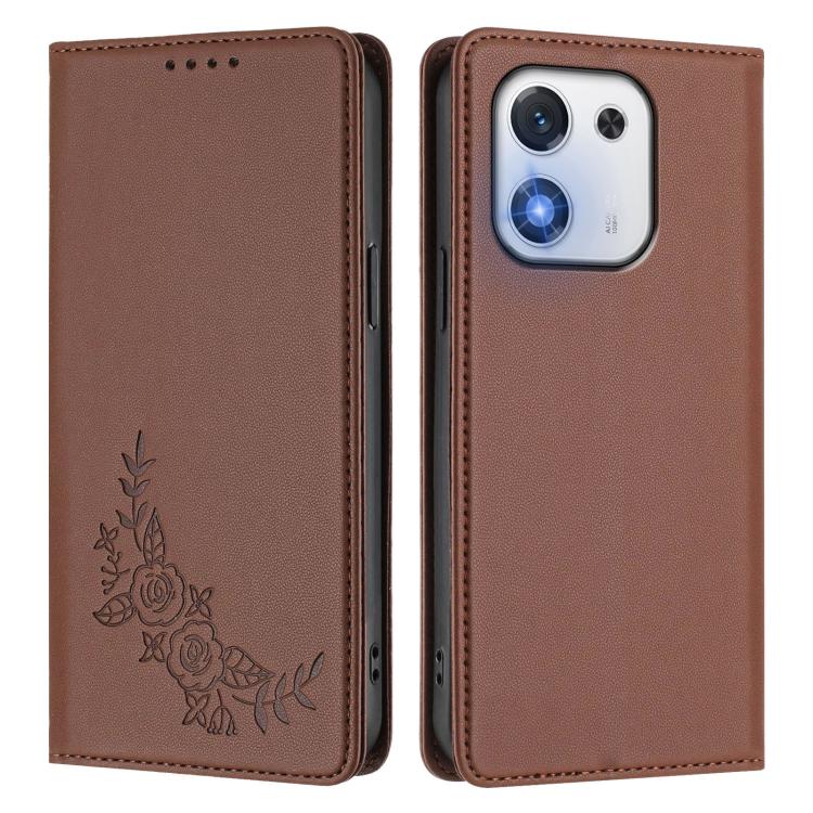 For Honor X70i Peony Embossed Magnetic RFID Vegan Leather Phone Case