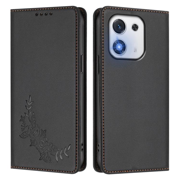 For Honor X70i Peony Embossed Magnetic RFID Vegan Leather Phone Case