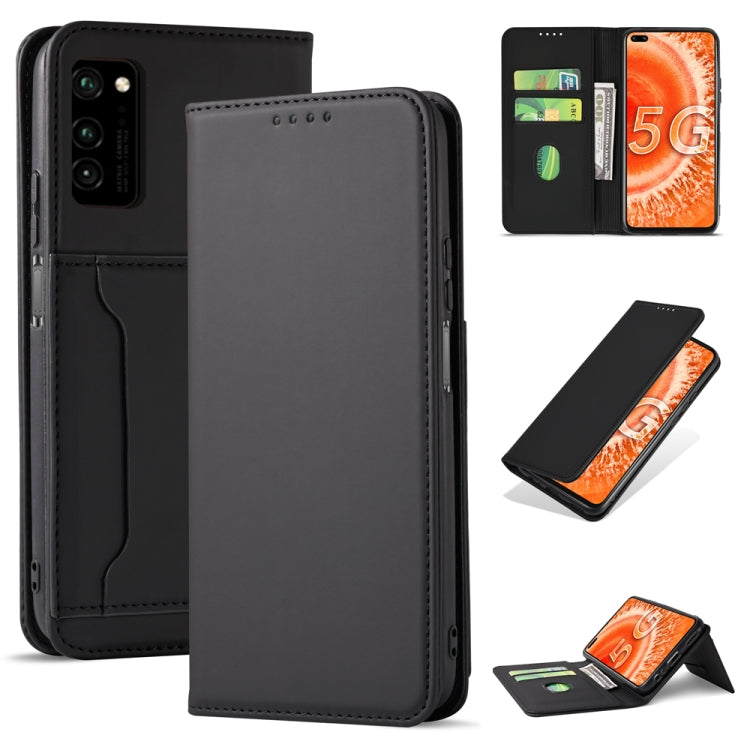 For Huawei Honor V30 Strong Magnetism Liquid Feel Horizontal Flip Leather Case with Holder & Card Slots & Wallet