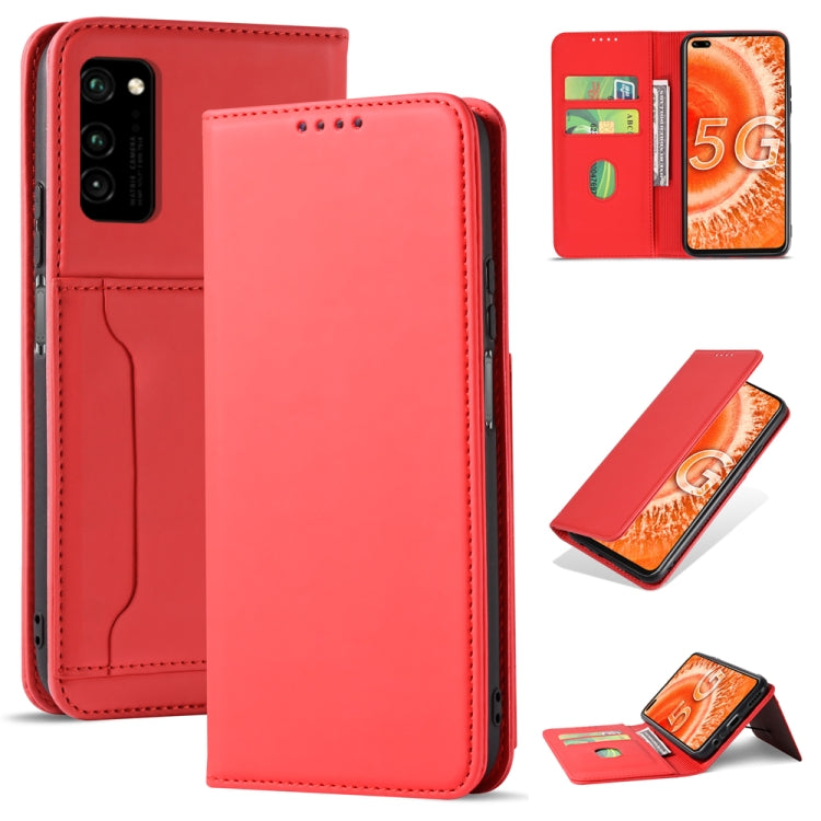 For Huawei Honor V30 Strong Magnetism Liquid Feel Horizontal Flip Leather Case with Holder & Card Slots & Wallet