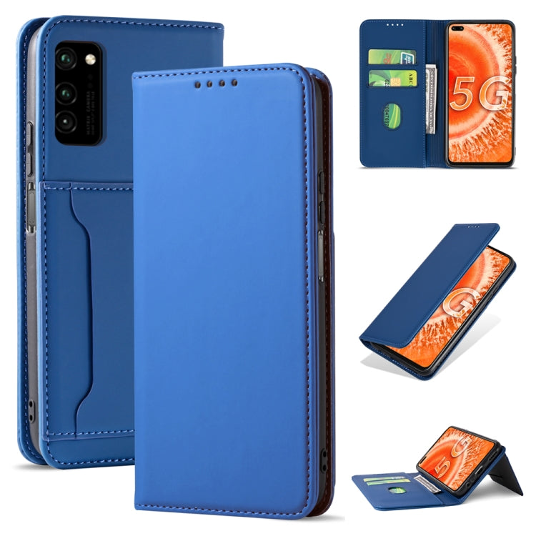 For Huawei Honor V30 Strong Magnetism Liquid Feel Horizontal Flip Leather Case with Holder & Card Slots & Wallet