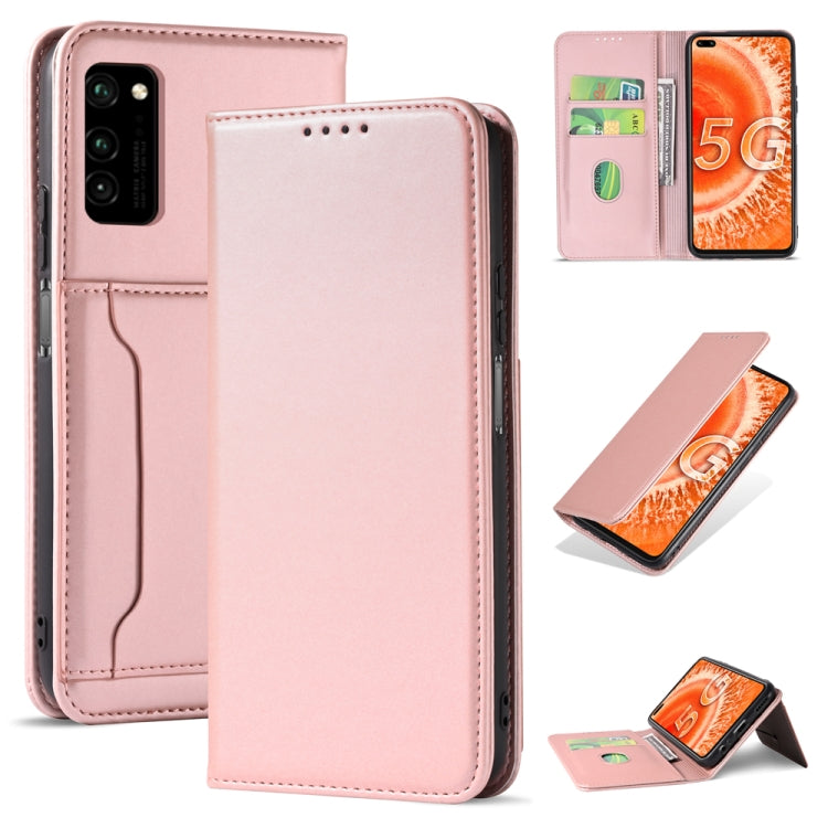 For Huawei Honor V30 Strong Magnetism Liquid Feel Horizontal Flip Leather Case with Holder & Card Slots & Wallet