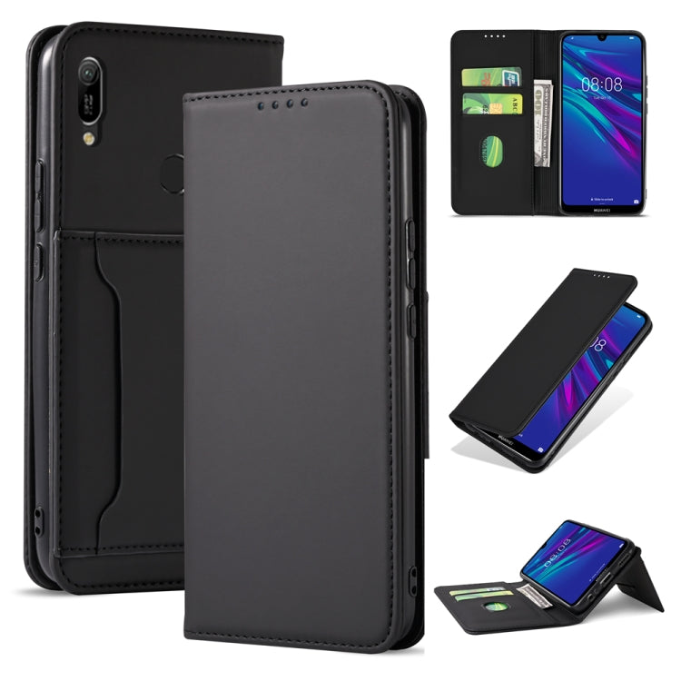 For Huawei Y6(2019) / Honor 8A Strong Magnetism Liquid Feel Horizontal Flip Leather Case with Holder & Card Slots & Wallet