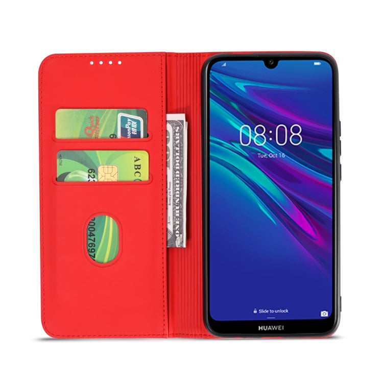 For Huawei Y6(2019) / Honor 8A Strong Magnetism Liquid Feel Horizontal Flip Leather Case with Holder & Card Slots & Wallet