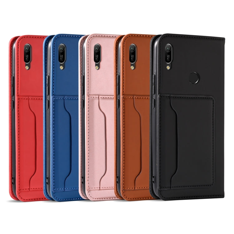 For Huawei Y6(2019) / Honor 8A Strong Magnetism Liquid Feel Horizontal Flip Leather Case with Holder & Card Slots & Wallet