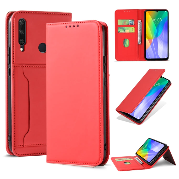 For Huawei Y6P Strong Magnetism Liquid Feel Horizontal Flip Leather Case with Holder & Card Slots & Wallet
