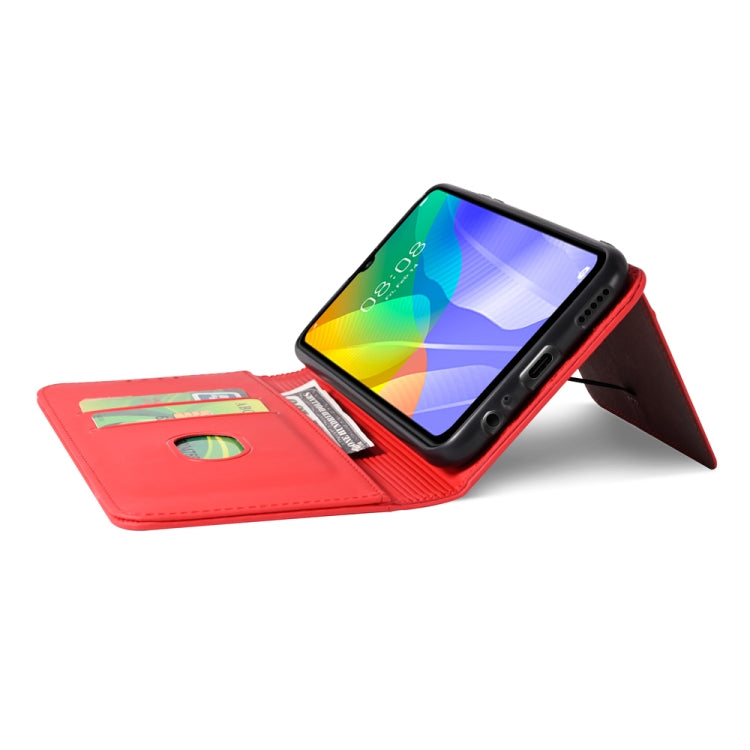 For Huawei Y6P Strong Magnetism Liquid Feel Horizontal Flip Leather Case with Holder & Card Slots & Wallet