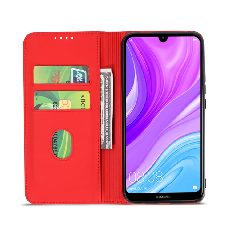 For Huawei Y7 (2019) / Y7 Prime (2019) Strong Magnetism Liquid Feel Horizontal Flip Leather Case with Holder & Card Slots & Wallet