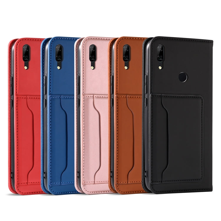 For Huawei Y7 (2019) / Y7 Prime (2019) Strong Magnetism Liquid Feel Horizontal Flip Leather Case with Holder & Card Slots & Wallet