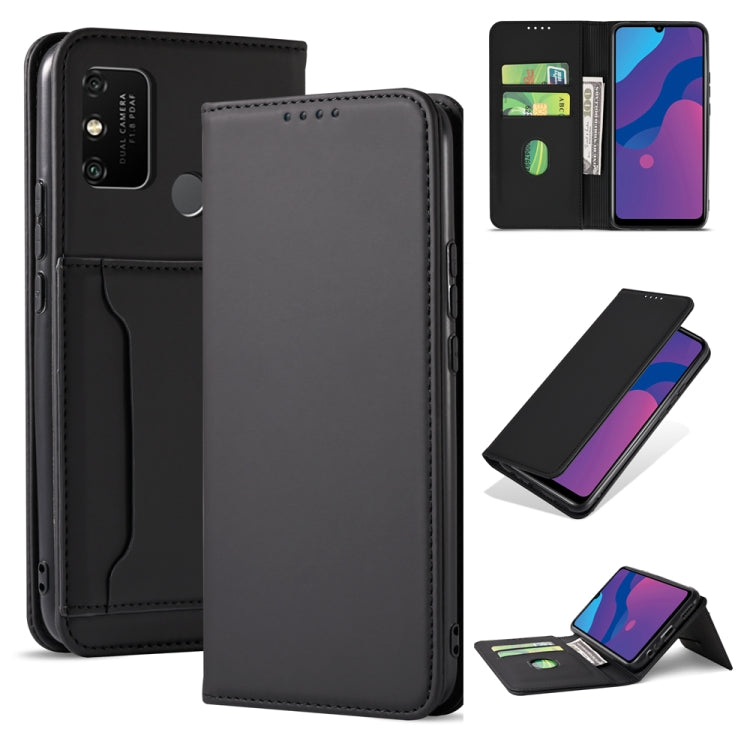 For Huawei Honor 9A Strong Magnetism Liquid Feel Horizontal Flip Leather Case with Holder & Card Slots & Wallet