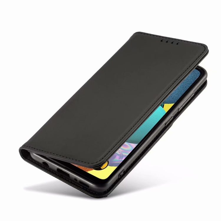 For Samsung Galaxy A42 Strong Magnetism Liquid Feel Horizontal Flip Leather Case with Holder & Card Slots & Wallet
