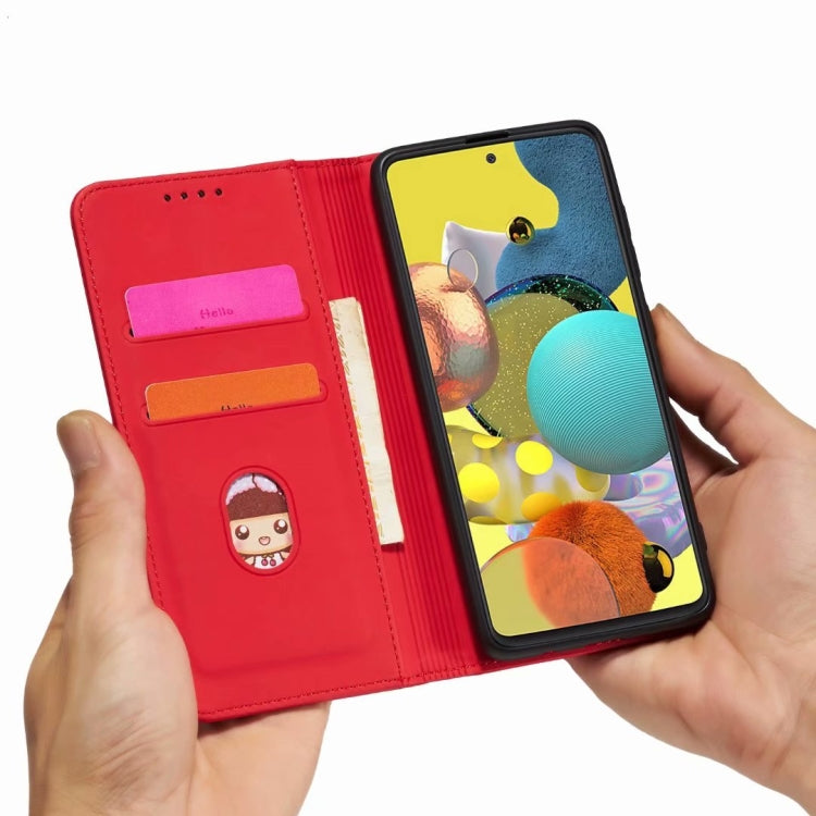 For Samsung Galaxy A42 Strong Magnetism Liquid Feel Horizontal Flip Leather Case with Holder & Card Slots & Wallet